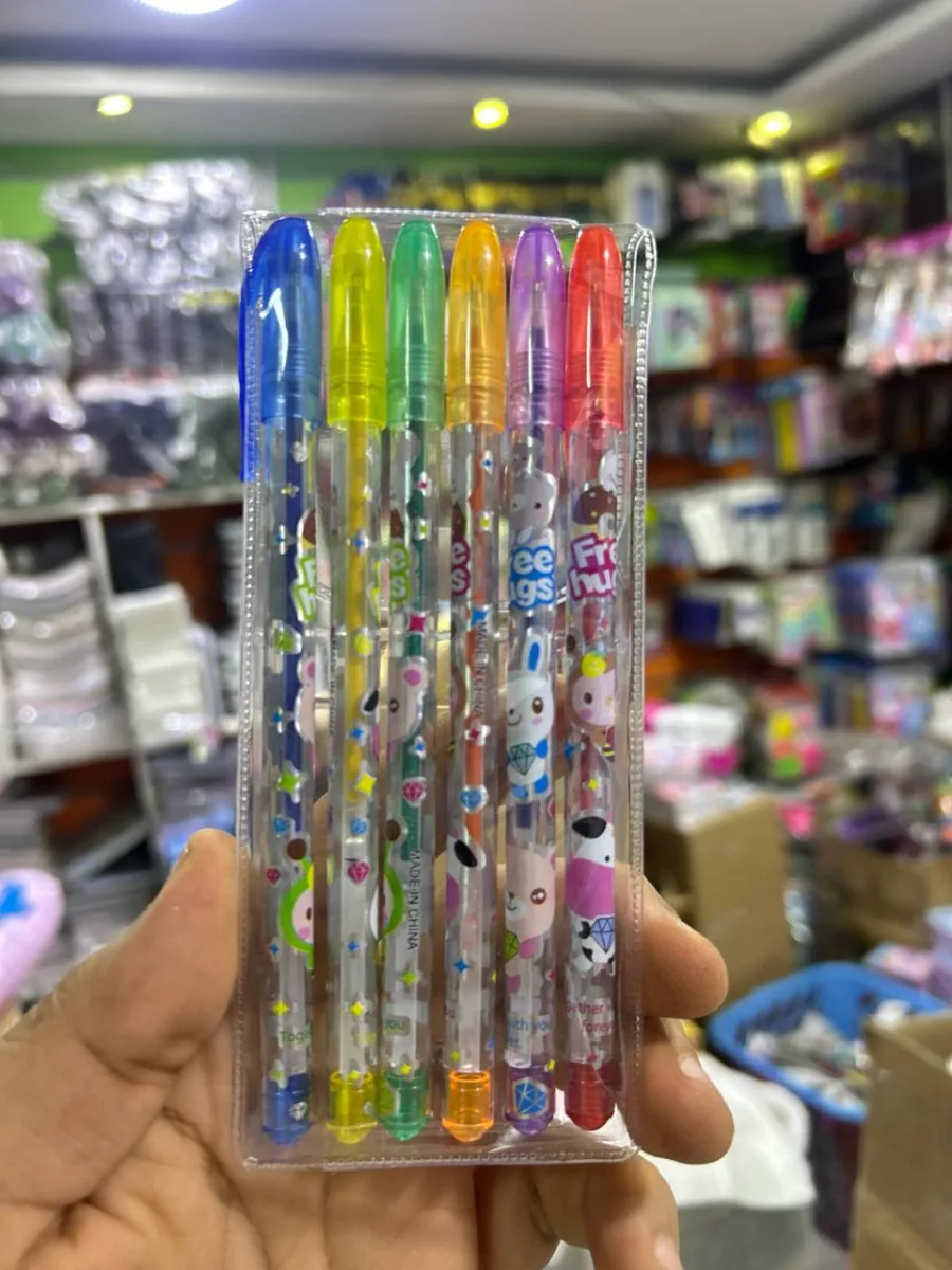 صورة طقم 6 قلم جيل برونز جراب شفاف
