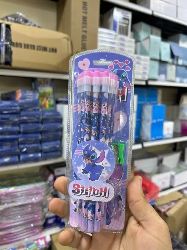 صورة 2 — باكت 12 قلم رصاص فاكيوم + ماسك + براية - كل قلم باستكية